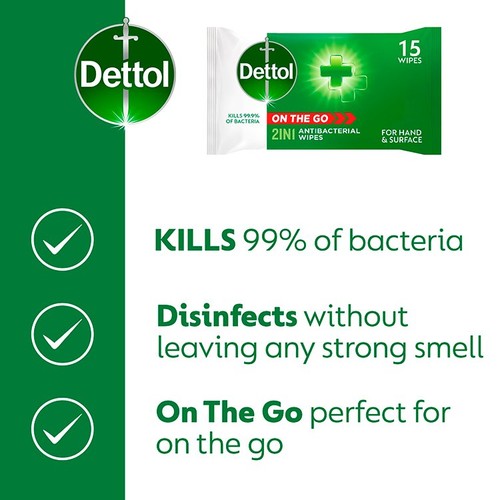 Dettol On The Go Hands And Surface Antibacterial Wipes  thumbnail 3