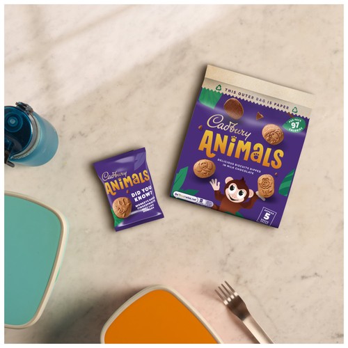 Cadbury Animals Mini Chocolate Biscuits 5 Pack Multipack thumbnail 2