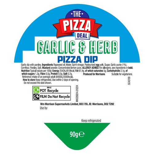 Morrisons The Big Pizza Deal Garlic & Herb Pizza Dip 90g