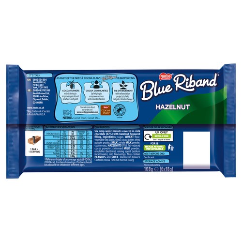 Blue Riband Milk Chocolate Hazelnut Wafer Biscuit Multipack thumbnail 2