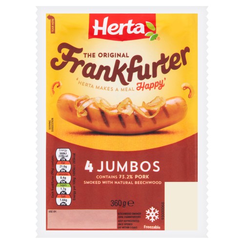 Herta Jumbo Frankfurters   4 x 90g