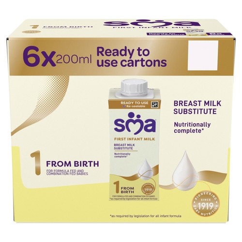 SMA First Infant Milk From Birth 6x200ml