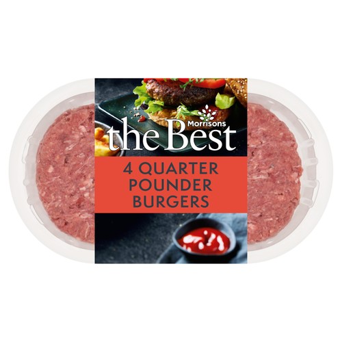 Morrisons The Best British Beef Quarter Pounder Burgers 4 Pack454g
