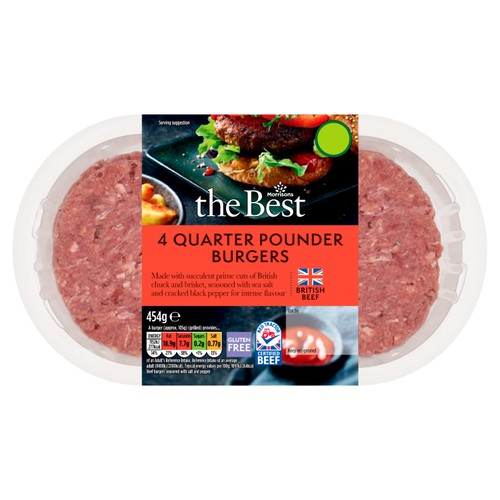 Morrisons The Best British Beef Quarter Pounder Burgers 4 Pack454g thumbnail 2