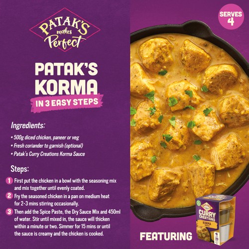Patak's Korma Curry Creations Indian Curry Sauce Meal Kit 160g thumbnail 4