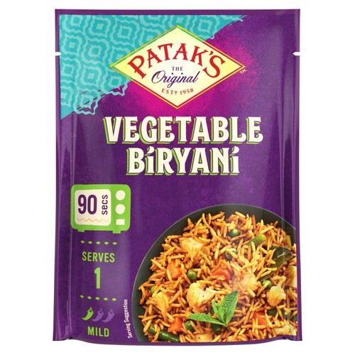 Patak's Indian Vegetable Biryani Microwave Rice Ready Meal 270g