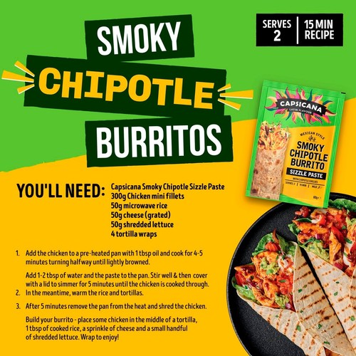 Capsicana Mexican Burrito Tomato & Chipotle Mild Spice Paste 60g thumbnail 2