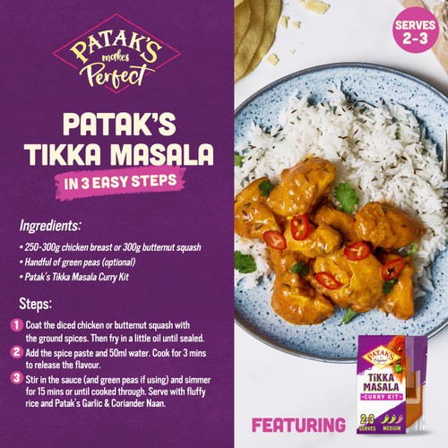 Patak's Tikka Masala Indian Curry Sauce Meal Kit 270g thumbnail 3
