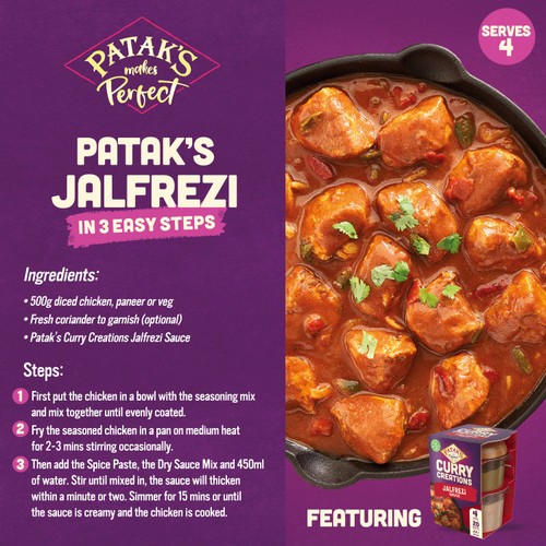 Patak's Jalfrezi Curry Creations Indian Curry Sauce Meal Kit 160g thumbnail 4