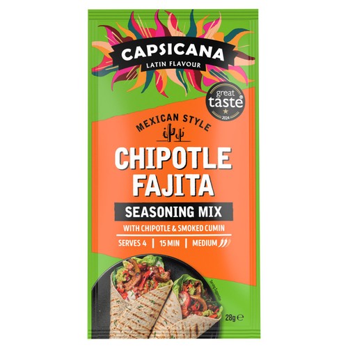 Capsicana Mexican Chipotle Fajita Seasoning Mild Spice Mix 28g
