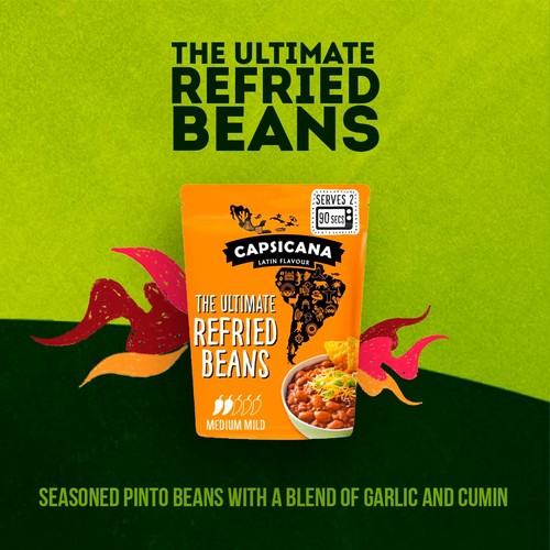 Capsicana Mexican Refried Pinto Beans Medium Spice 200g thumbnail 2