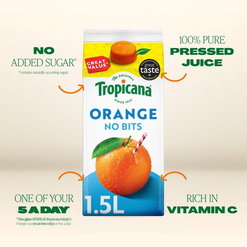 Tropicana Smooth Orange With No Bits Fruit Juice 1.5L thumbnail 2