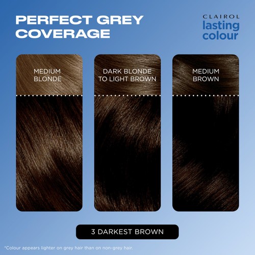 Clairol Lasting Colour Permanent Hair Dye 3 Darkest Brown thumbnail 2