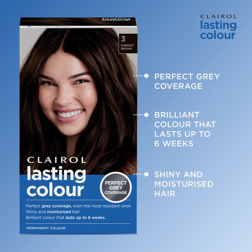 Clairol Lasting Colour Permanent Hair Dye 3 Darkest Brown thumbnail 3