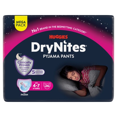 Huggies Drynites Age 4-7 Pyjama Pants Girl Mega 