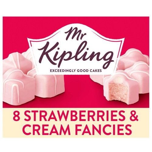 Mr Kipling Strawberries & Cream French Fancies Cakes Multipack Snack 8pk