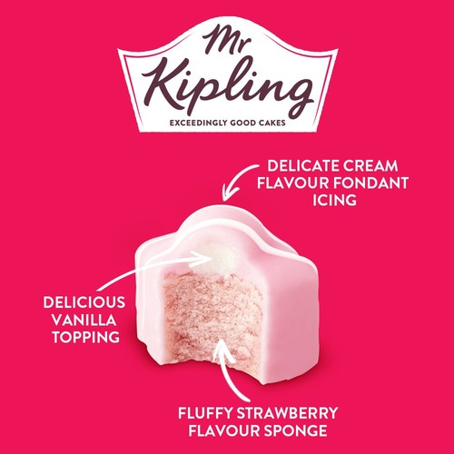 Mr Kipling Strawberries & Cream French Fancies Cakes Multipack Snack 8pk thumbnail 2