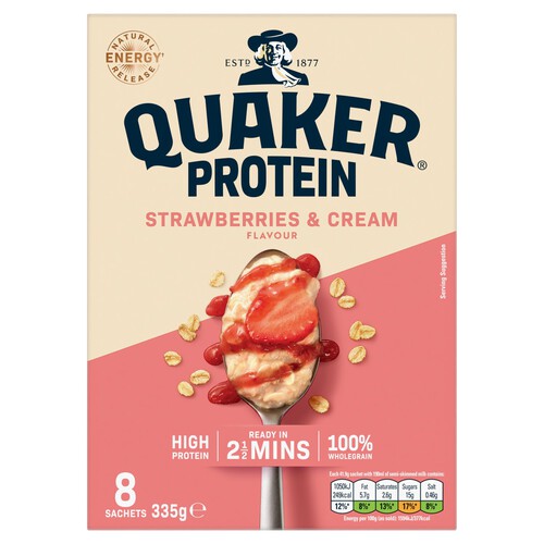 Quaker High Protein Strawberries & Cream Porridge Sachets Oat So Simple
