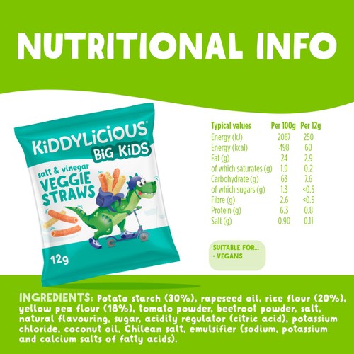 Kiddylicious Salt & Vinegar Veggie Straws Kids Snacks thumbnail 3
