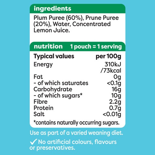 Heinz Prune Baby Food Fruit Pouch 100g thumbnail 2