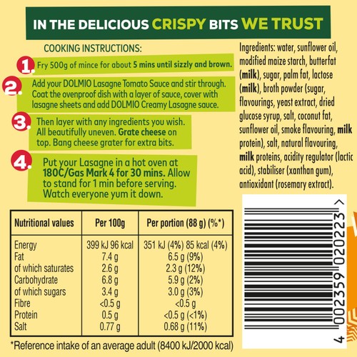 Dolmio Lasagne Creamy White Pasta Sauce 440g thumbnail 3