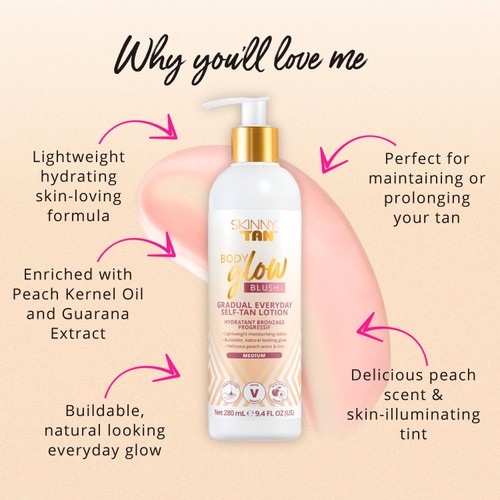 Skinny Tan Body Glow Gradual Everyday Self-Tan Lotion Medium  thumbnail 4