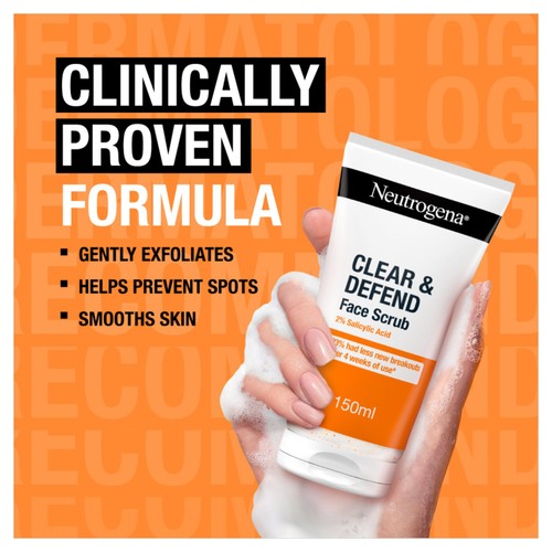 Neutrogena Clear & Defend Facial Scrub 150ml thumbnail 4