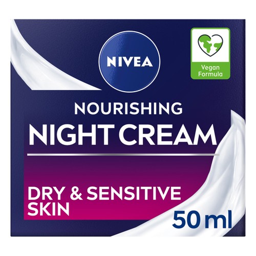 NIVEA Nourishing Night Cream Moisturiser Dry & Sensitive Skin 50ml