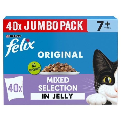 FELIX Original Senior 7+ Mixed Selection in Jelly Wet Cat Food 40x85g