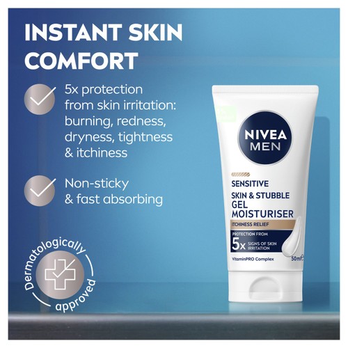 NIVEA MEN Sensitive Skin & Stubble Gel Moisturiser 50ml thumbnail 3