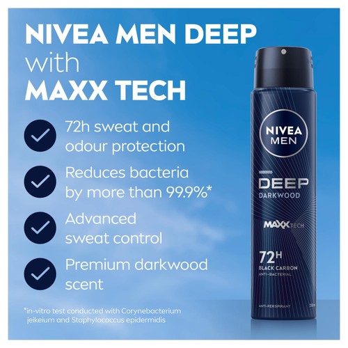 NIVEA MEN Deep Black Carbon 72h Anti-Perspirant Deodorant Spray thumbnail 2