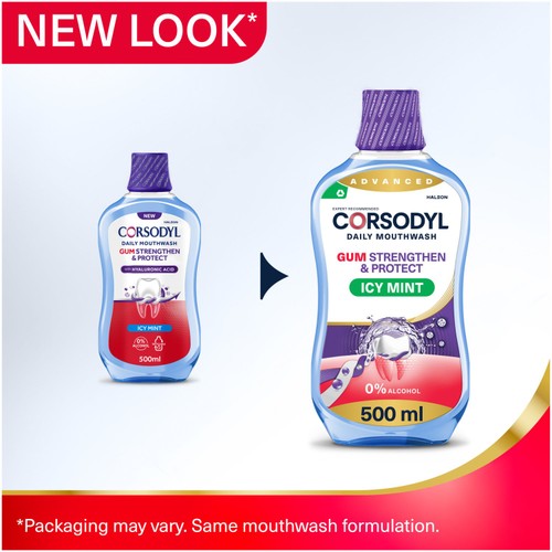 Corsodyl Gum Strengthen & Protect Mouthwash, Icy Mint 500ml thumbnail 2