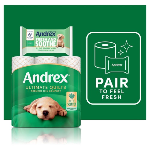 Andrex Ultimate Quilts Aloe Scented Toilet Roll 9 Rolls thumbnail 3
