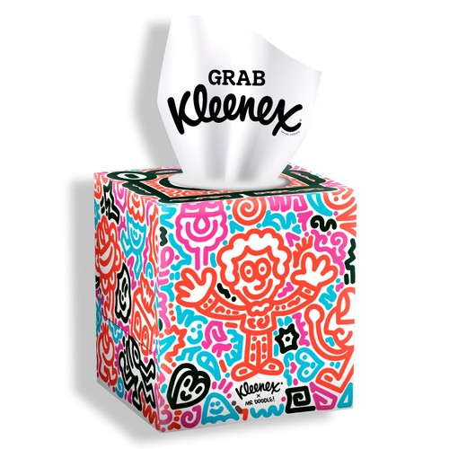 Kleenex Tissues Mr Doodle Design Cube Limited Edition 48 Tissues per box