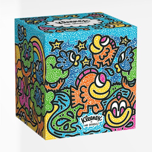 Kleenex Tissues Mr Doodle Design Cube Limited Edition 48 Tissues per box thumbnail 3