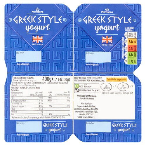 Morrisons Greek Style Natural Yoghurt 