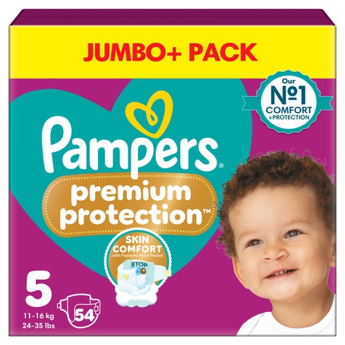 Pampers Premium Protection Nappies Taped Size 5 54 Nappies Jumbo+Pack