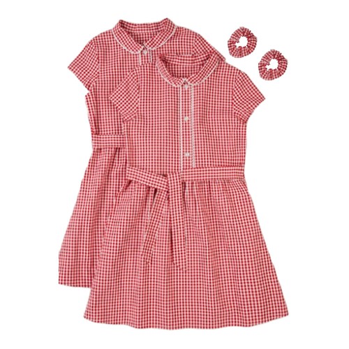 Nutmeg Girls Traditional Gingham Red Dress and Scrunchie Age 8-9 Years