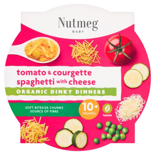 Nutmeg Organic Tomato & Courgette Spaghetti With Cheese Baby Food  10M+