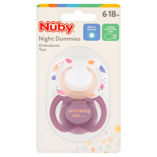 Nuby Night Girl Soothers 6-18 Month 