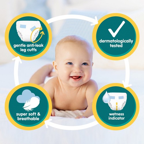 Nutmeg Newborn Nappies Size 1 x 24 Pack thumbnail 3
