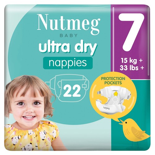 Nutmeg Ultra Dry Nappies Size 7 x 22 Pack