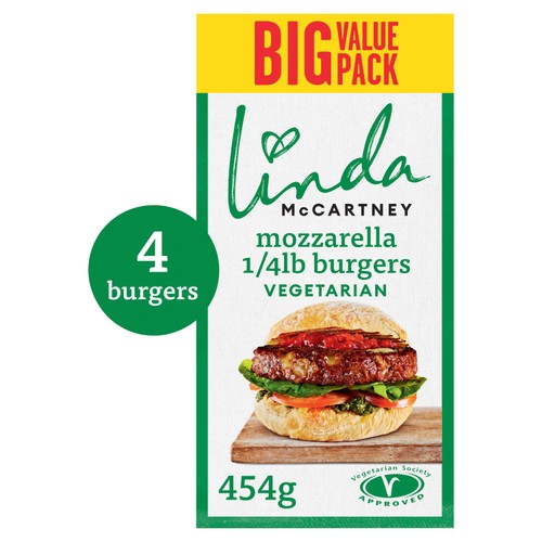 Linda McCartney's 4 Mozzarella Burgers 454g
