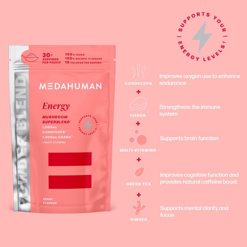 MEDAHUMAN Energy Mushroom Superblend Powder  thumbnail 4