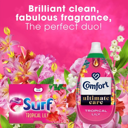 Surf 3 in 1 Laundry Washing Detergent Capsules Tropical Lily 26 Washes thumbnail 2