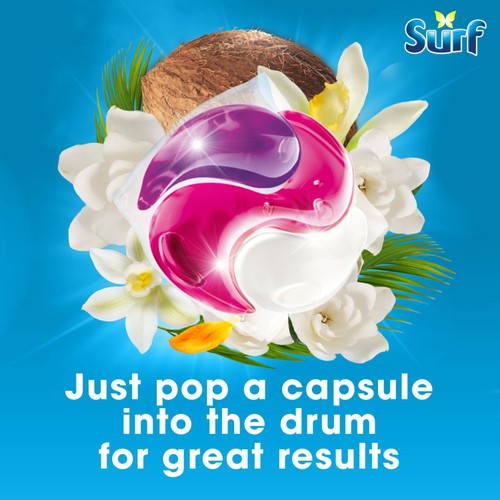 Surf 3 in 1 Laundry Washing Detergent Capsules Coconut Bliss 15 Washes thumbnail 4