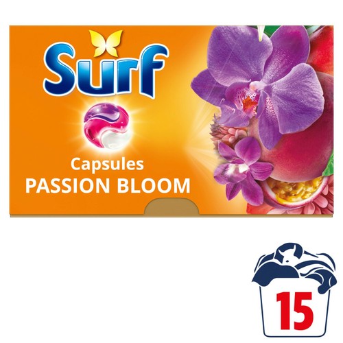 Surf 3 in 1 Laundry Washing Detergent Capsules Passion Bloom 15 Washes