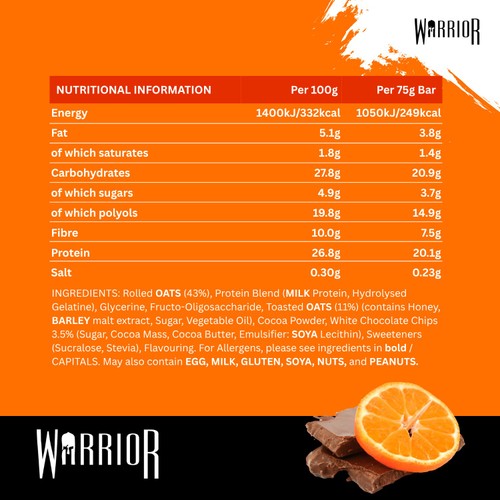 Warrior Raw Protein Flapjack-Chocolate Orange  thumbnail 2