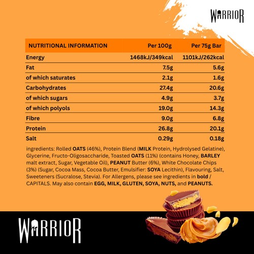 Warrior Raw Protein Flapjack Chocolate Peanut Butter  thumbnail 4