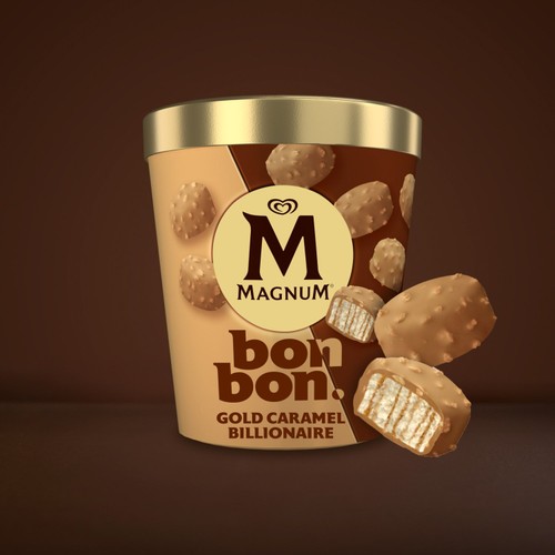 Magnum Bonbon Gold Caramel Billionaire Ice Cream Frozen Snack   12 pack thumbnail 2